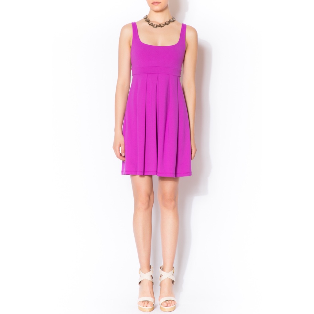 Euc- Susana Monaco Fuchsia Pleated Sleevelesstank Dress- Size Small